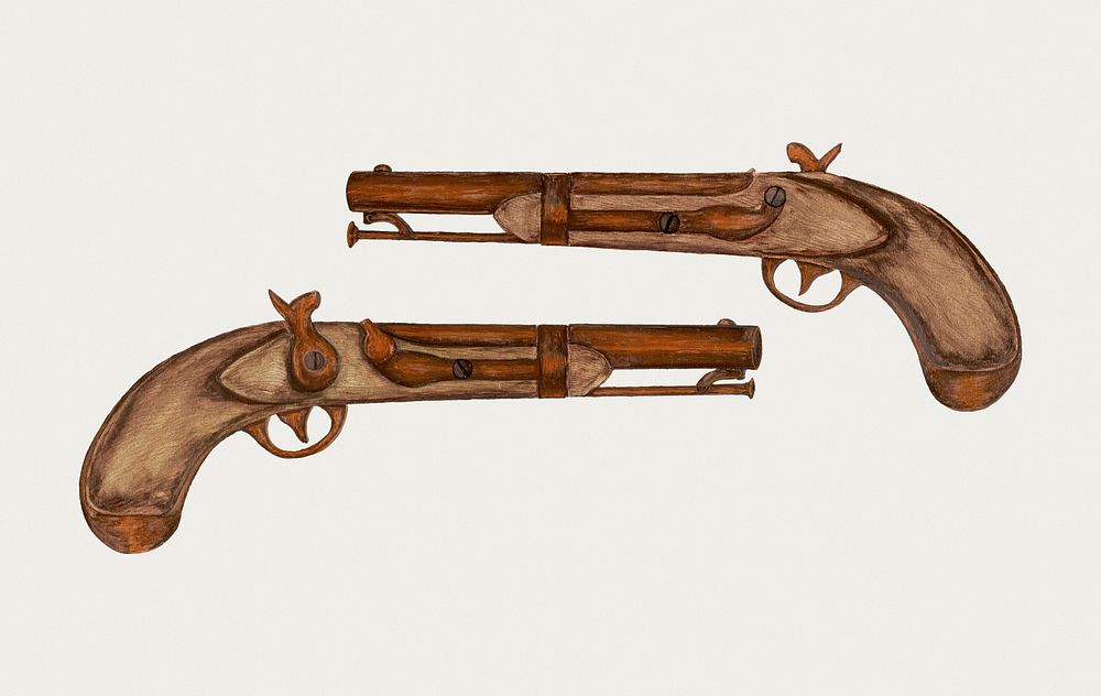 Vintage revolver gun psd illustration, remixed from the artwork by LeRoy Robinson