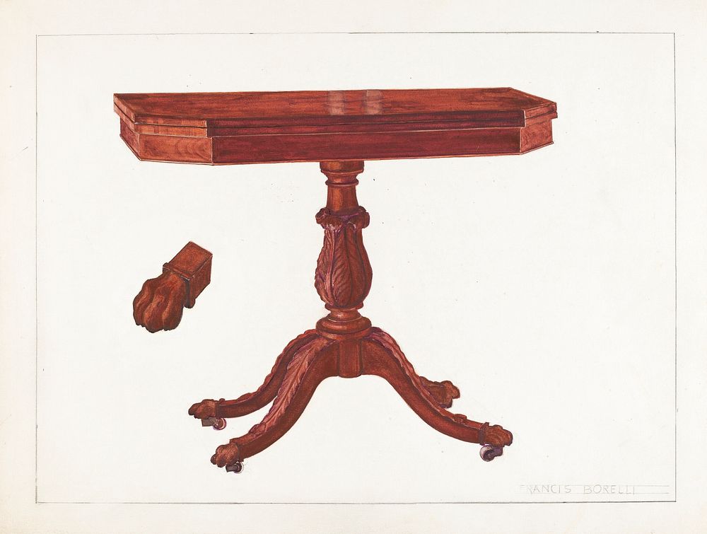 Card Table (1935&ndash;1942)  by Francis Borelli. Original from The National Gallery of Art. Digitally enhanced by rawpixel.
