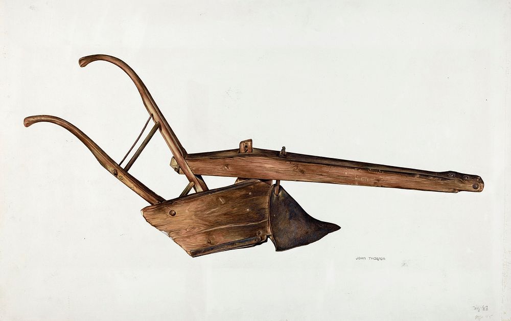 Plow (ca.1938) by John Thorsen. Original from The National Gallery of Art. Digitally enhanced by rawpixel.