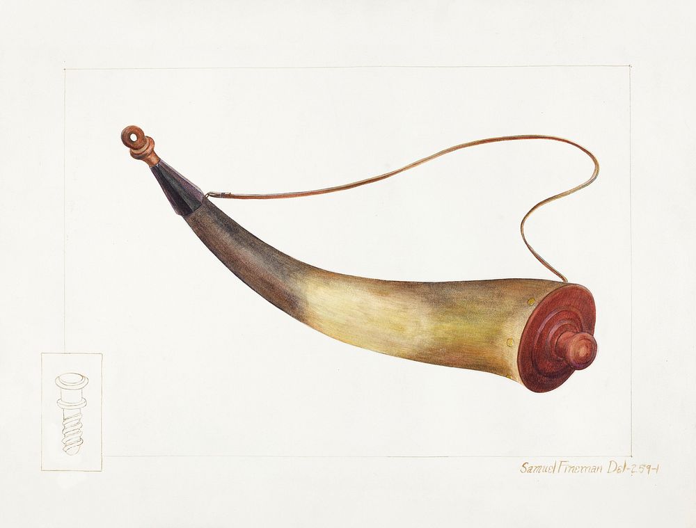 Powder Horn (ca.1938) by Samuel Fineman. Original from The National Gallery of Art. Digitally enhanced by rawpixel.