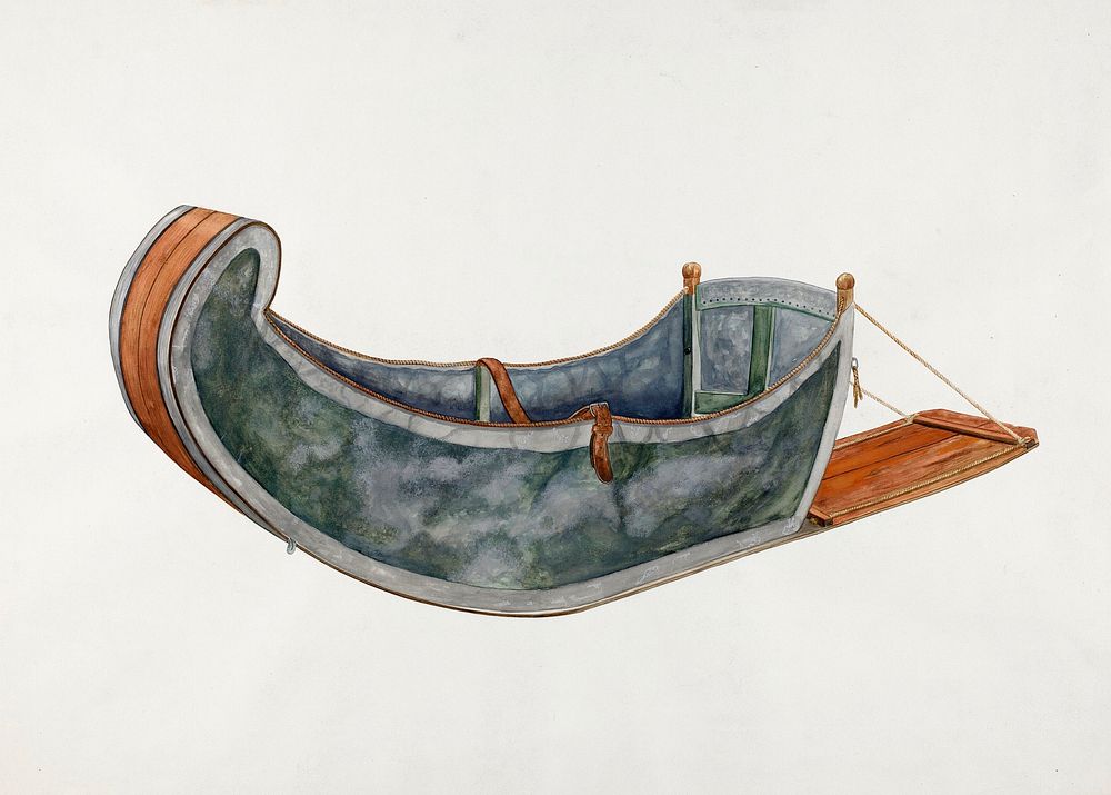 Red River Dog Sled (ca.1938) by Wilbur M Rice. Original from The National Gallery of Art. Digitally enhanced by rawpixel.