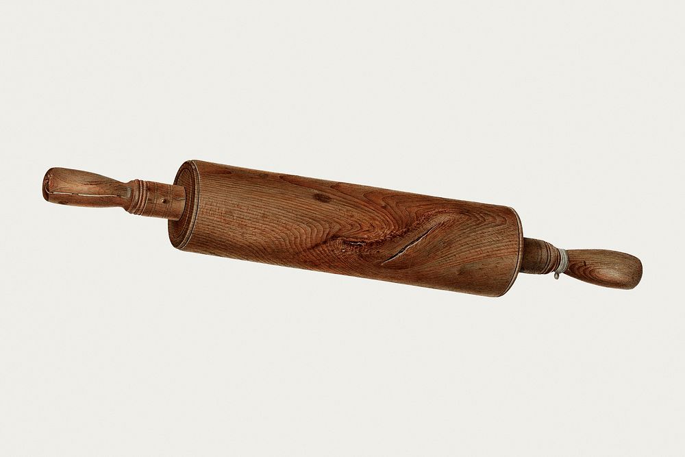 Vintage rolling pin psd illustration, remixed from the artwork by Albert Rudin
