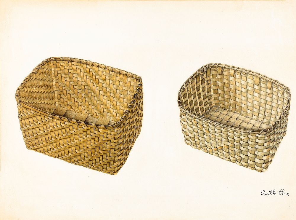 Shaker Baskets (ca.1937) by Orville Cline. Original from The National Gallery of Art. Digitally enhanced by rawpixel.
