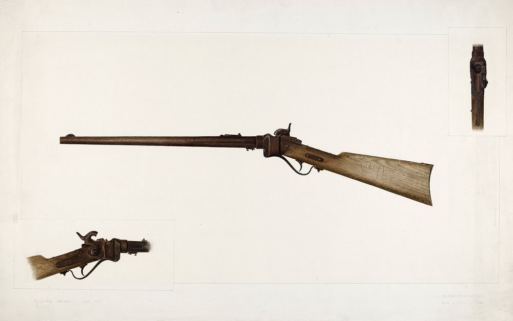 Sharps Rifle (ca.1938) by Clyde L. Cheney. Original from The National Gallery of Art. Digitally enhanced by rawpixel.