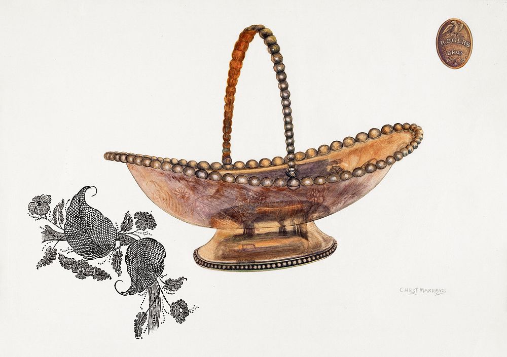 Silver Plate Bread Basket (ca.1937) by Chris Makrenos. Original from The National Gallery of Art. Digitally enhanced by…