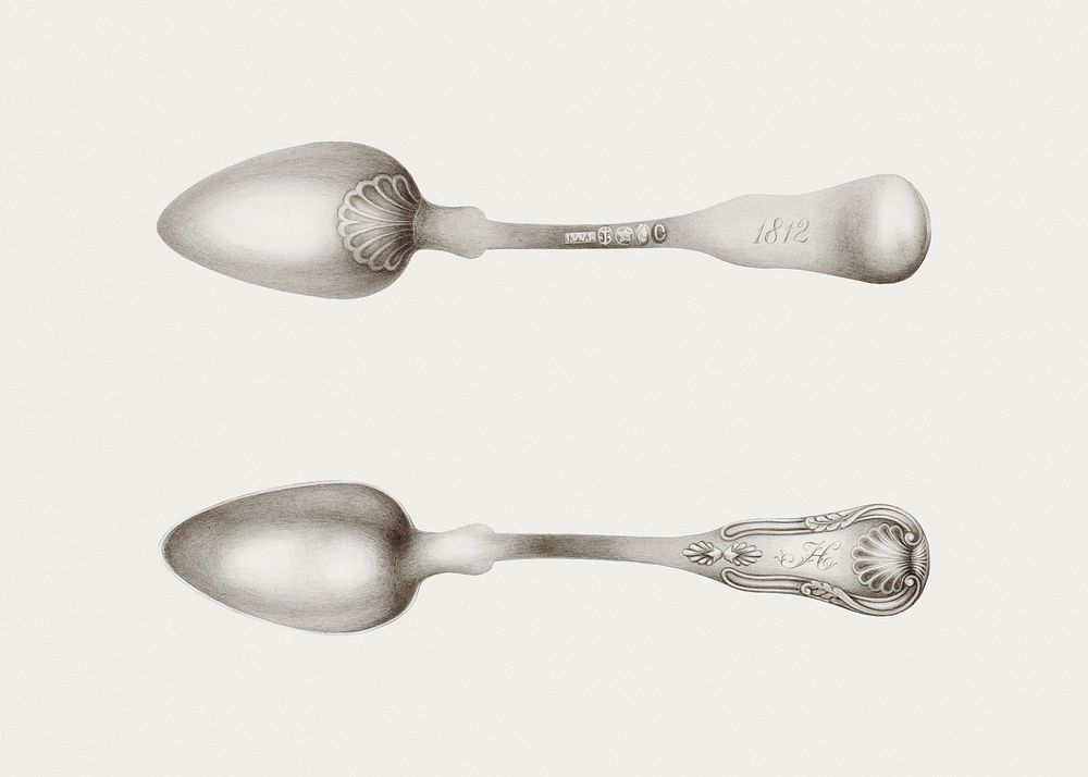 Vintage silver spoon psd illustration, remixed from the artwork by Kalamian Walton