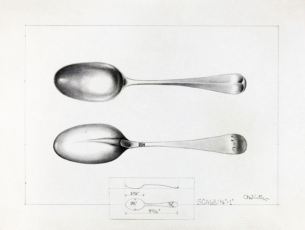 Silver Spoon (ca.1936) by Charlotte Winter. Original from The National Gallery of Art. Digitally enhanced by rawpixel.