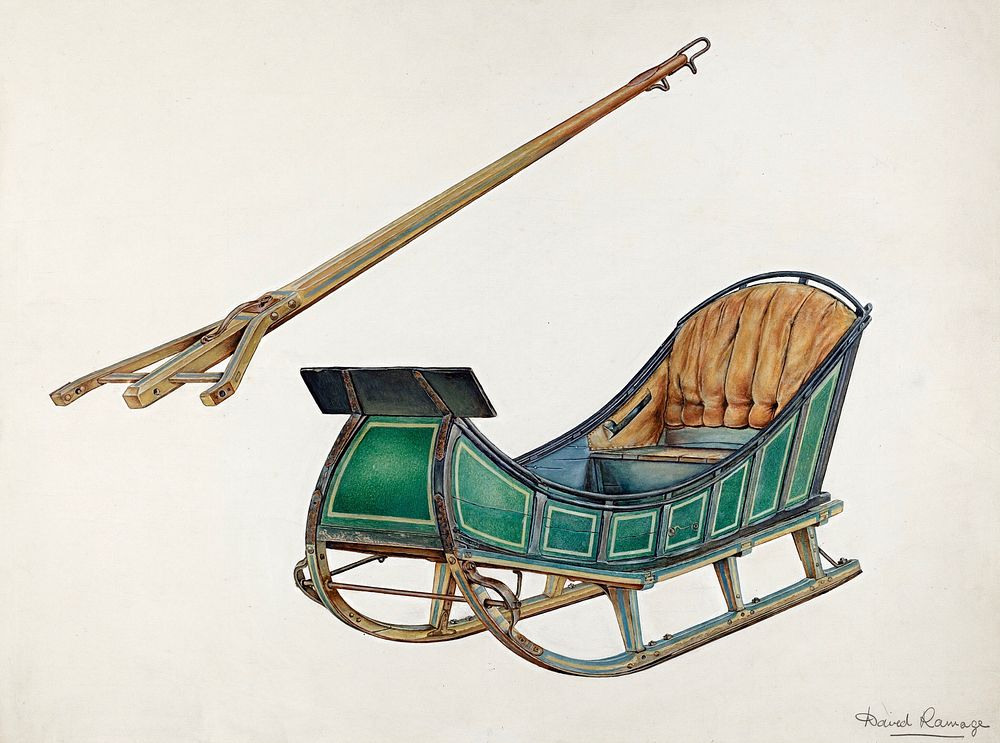 Sleigh (1935&ndash;1942) by David Ramage. Original from The National Gallery of Art. Digitally enhanced by rawpixel.
