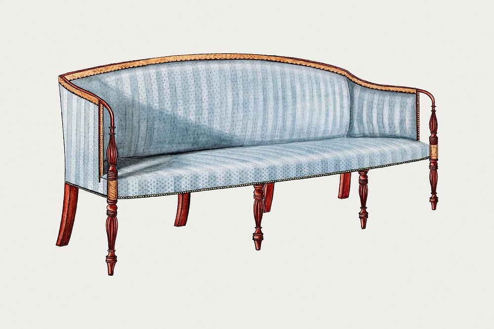 Vintage blue sofa psd illustration, remixed from the artwork by John Dieterich