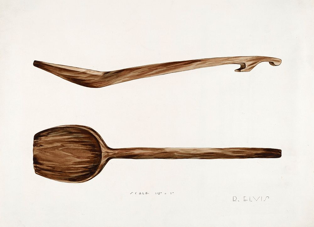 Bishop Hill: Wooden Spoon (ca.1936) by Roberta Elvis. Original from The National Gallery of Art. Digitally enhanced by…