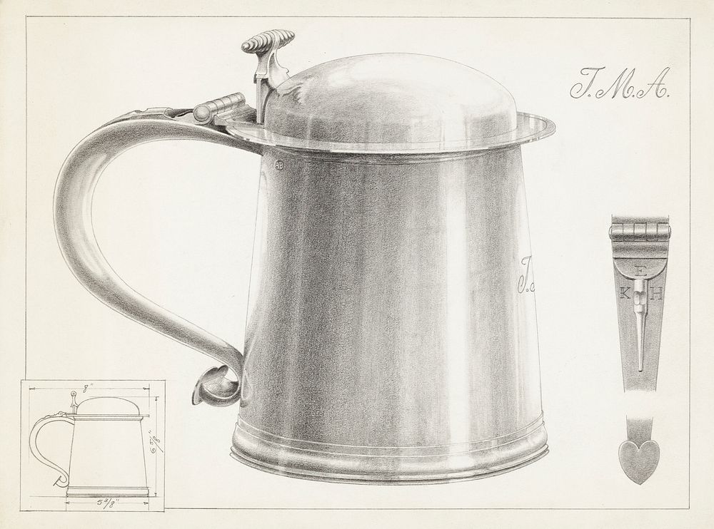 Silver Tankard (1935&ndash;1942) by Simon Weiss. Original from The National Gallery of Art. Digitally enhanced by rawpixel.