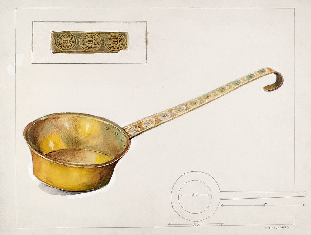 Ladle (1935&ndash;1942) by A. Zaidenberg. Original from The National Gallery of Art. Digitally enhanced by rawpixel.