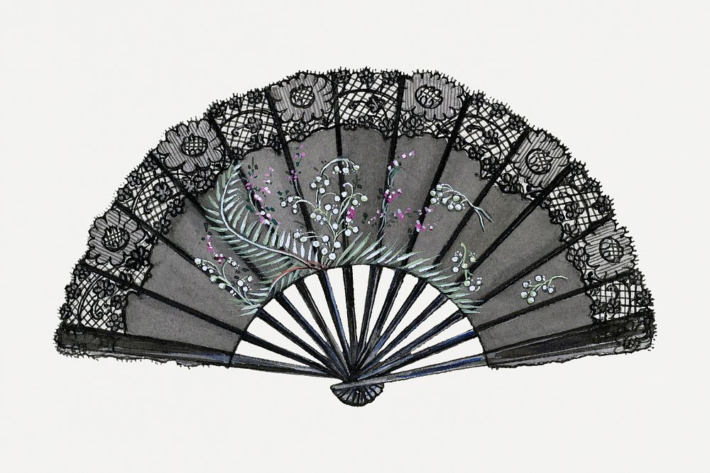 Antique fan psd design element, remix from artwork by Jean Peszel