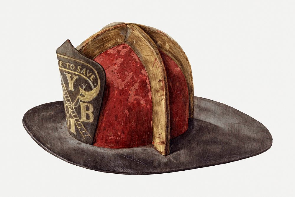 Vintage fireman's helmet psd, remix from artwork by Eugene Bartz