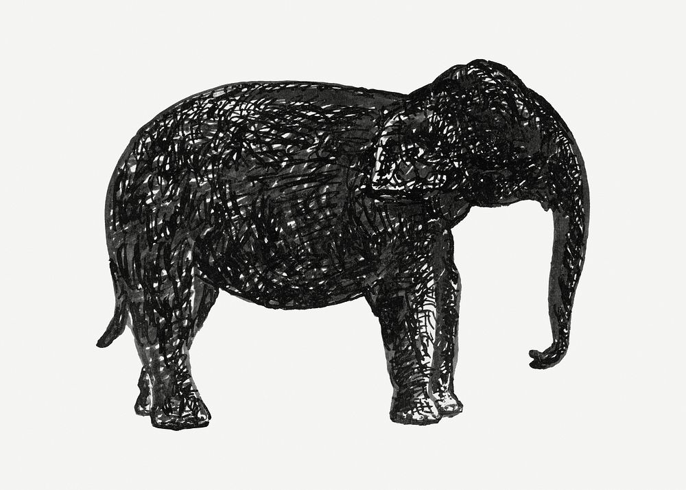 Elephant vintage drawing, remixed from artworks from Leo Gestel