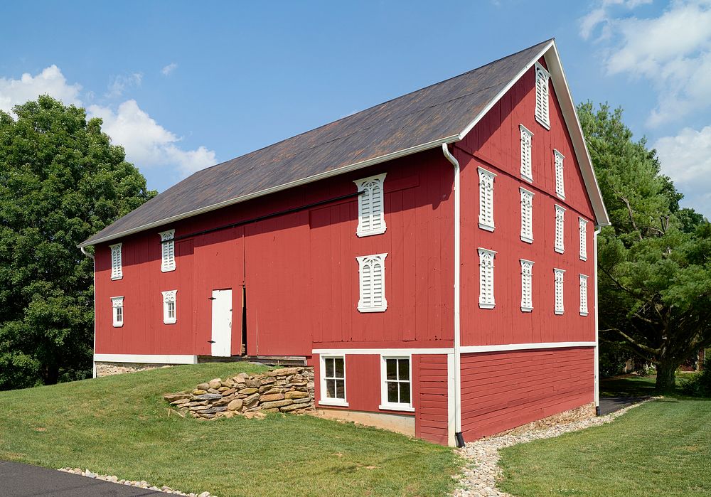 A well-maintained red barn in Pennsylvania. Original image from Carol M. Highsmith&rsquo;s America, Library of Congress…