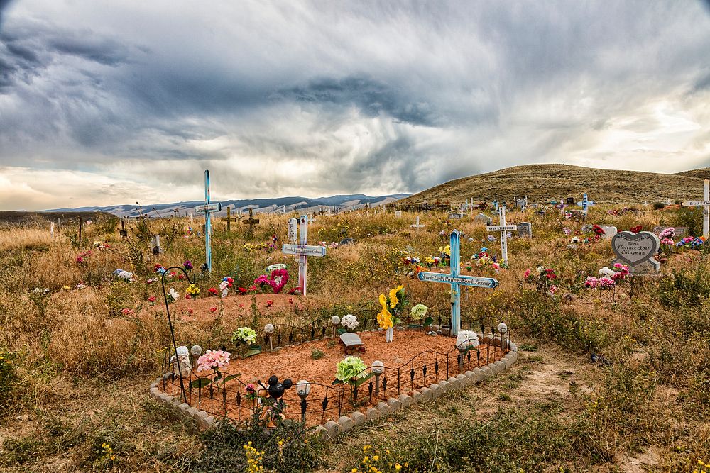 Shoshone Tribal Cemetery in Fort Washakie, Wyoming. Original image from Carol M. Highsmith&rsquo;s America, Library of…