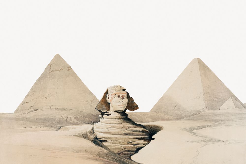 Great Sphinx of Giza border background, off white design psd