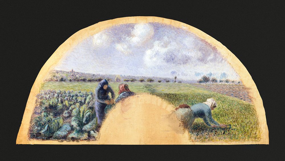 Fan Mount: The Cabbage Gatherers (ca. 1878–79) by Camille Pissarro. Original from The MET museum. Digitally enhanced by…