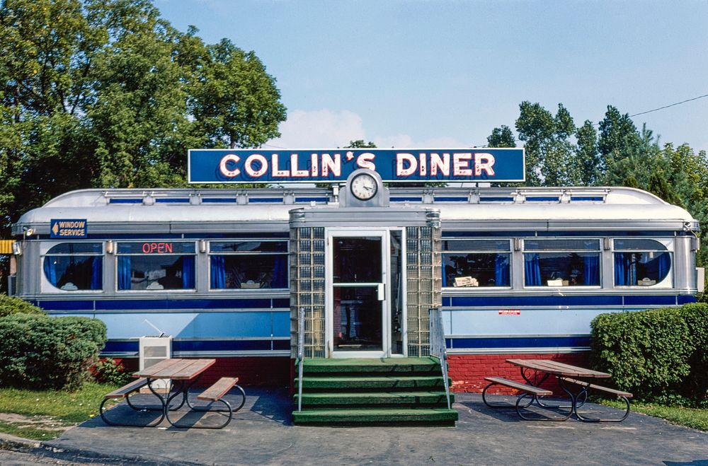 Collin's Diner, Route 7, Canaan, Connecticut (1977) photography in high resolution by John Margolies. Original from the…
