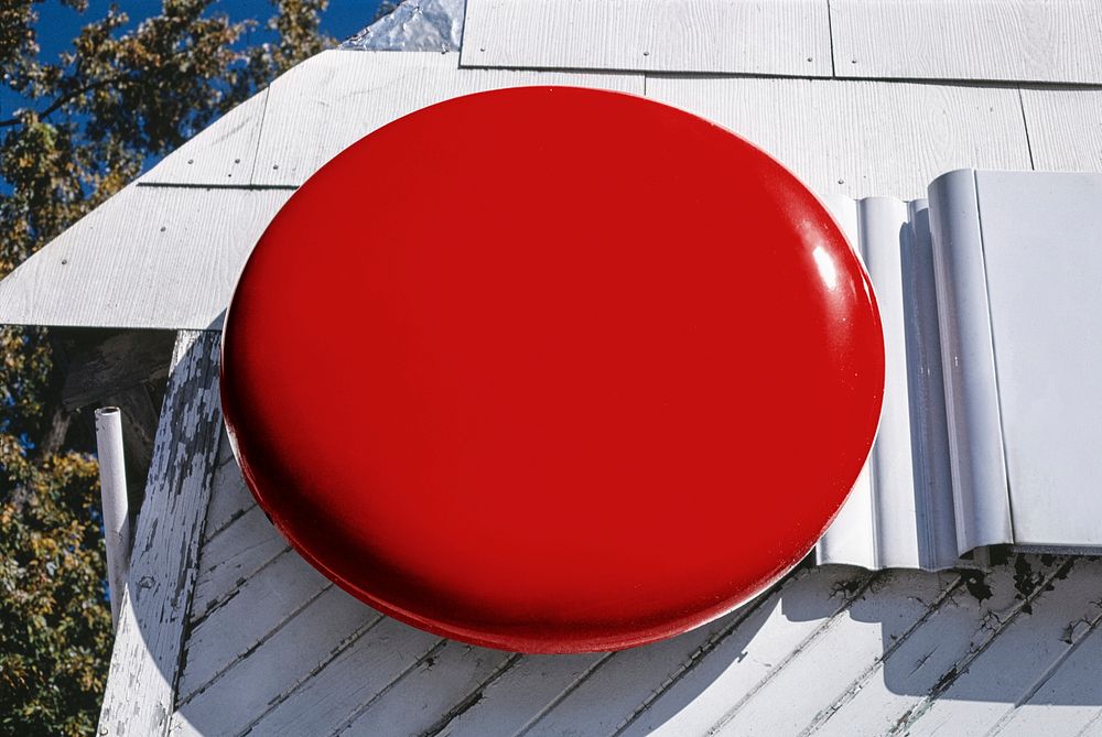 Red blank cafe sign, remixed from artworks by John Margolies