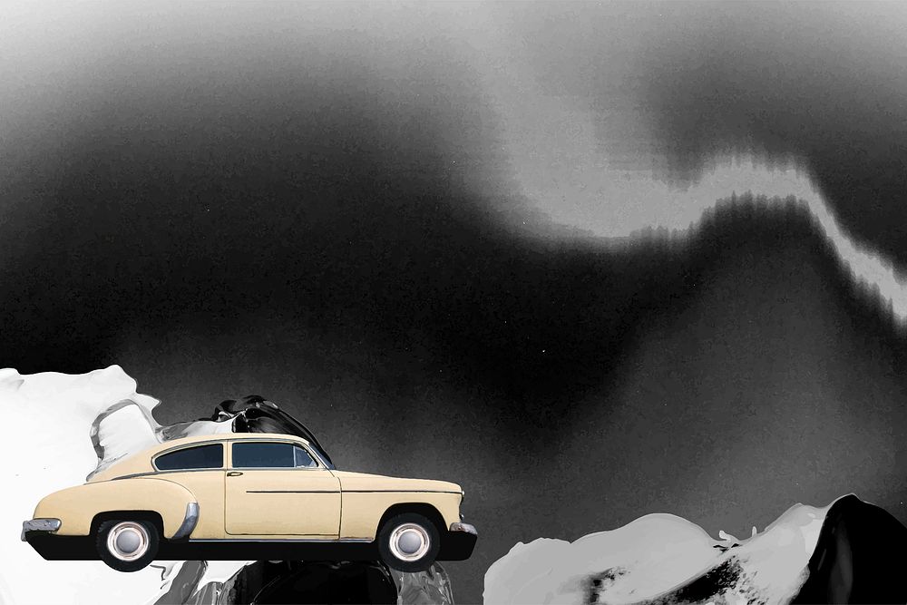 Retro car background vector, remixed from artworks by John Margolies