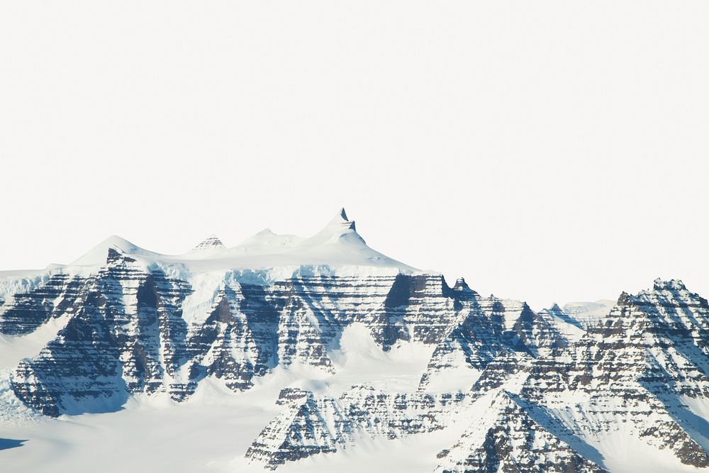 Snowy mountain border background, off white design  psd