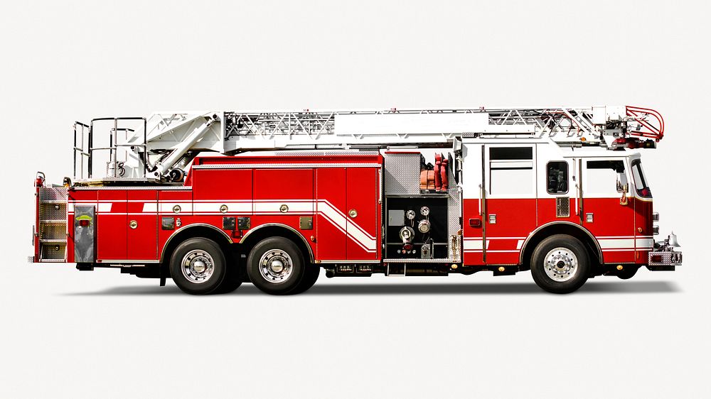 Fire truck sticker, vehicle collage element psd