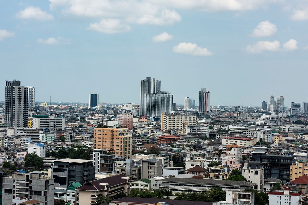 Bangkok skyline with skyscrapers and buildings