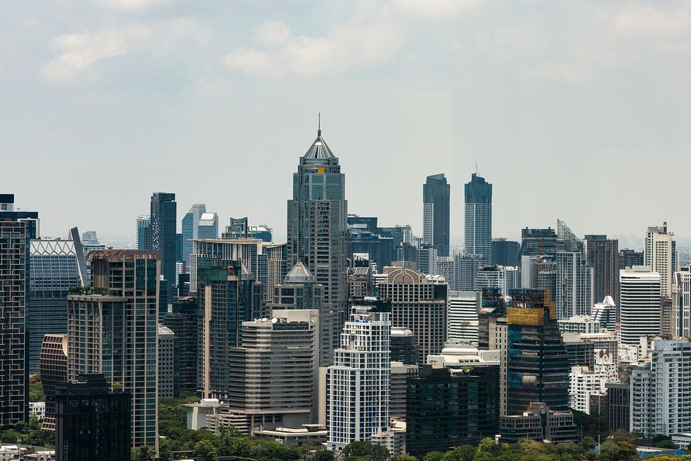 Bangkok skyline with skyscrapers and buildings