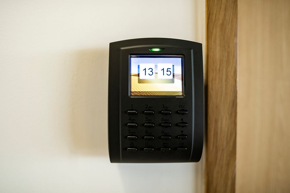 Digital lock pad security system on the wall