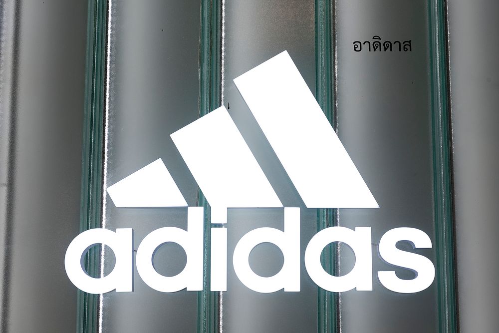 Adidas shop sign. BANGKOK, THAILAND, 16 APRIL 2021
