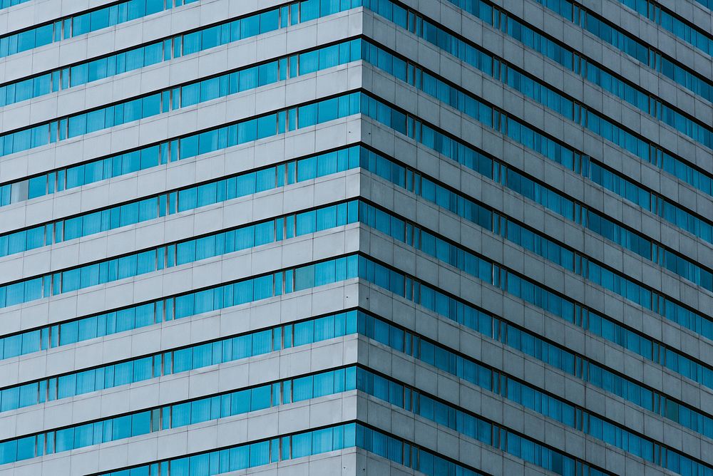 Blue modern office building closeup