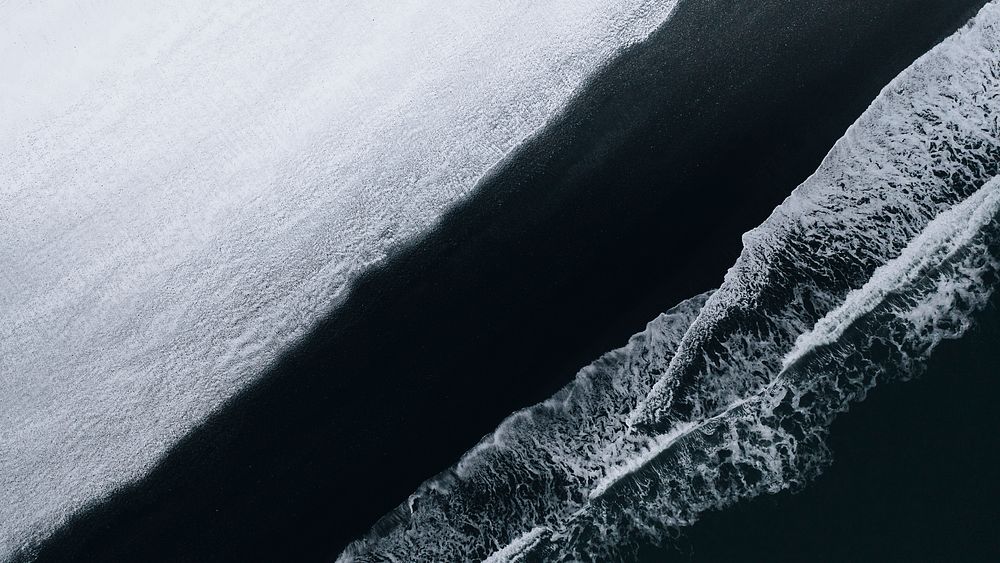 Nature desktop wallpaper background, black sand beach on Iceland