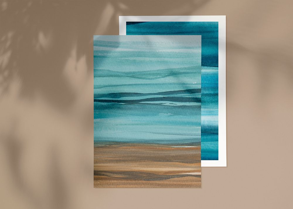 Blue watercolor poster in ombre style