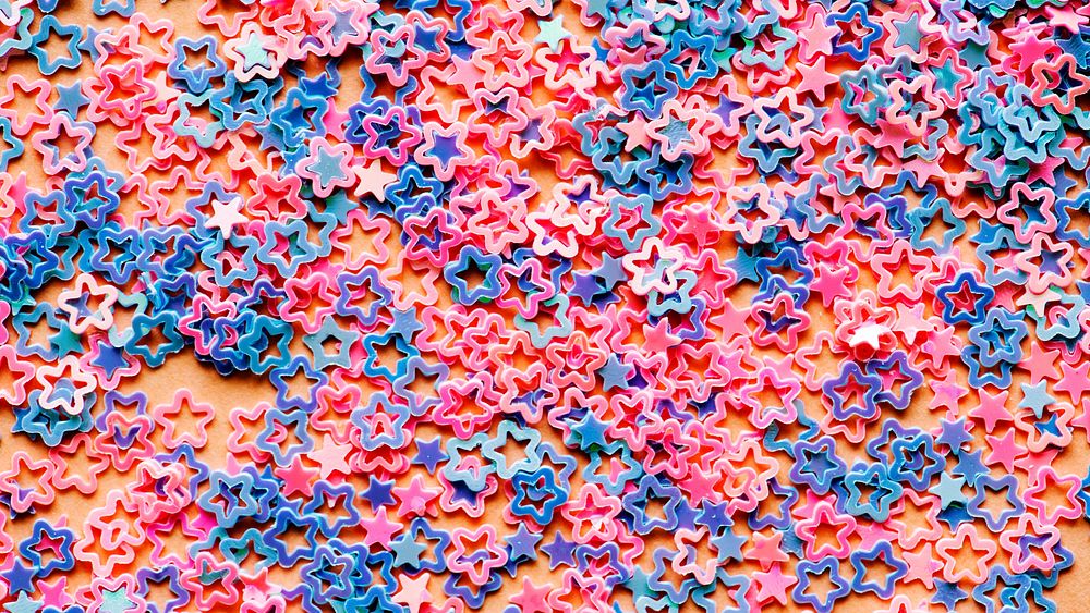 Aesthetic desktop wallpaper background, pastel star sequin abstract background