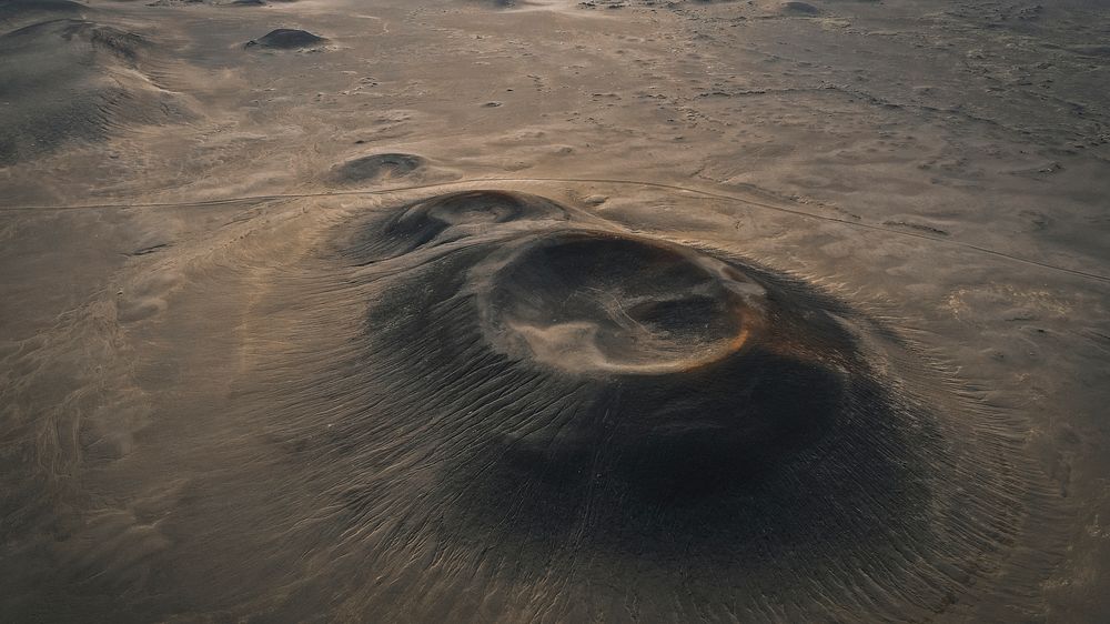 Nature desktop wallpaper background, Volcano region in Iceland drone shot