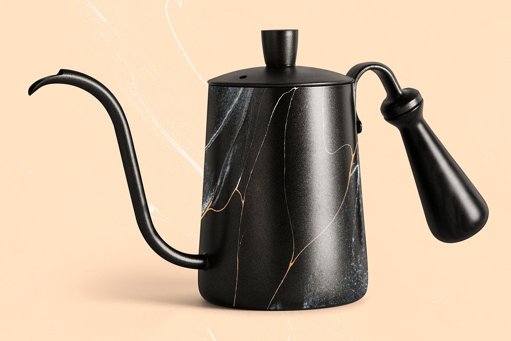 Black marble kettle handmade experimental art with design space