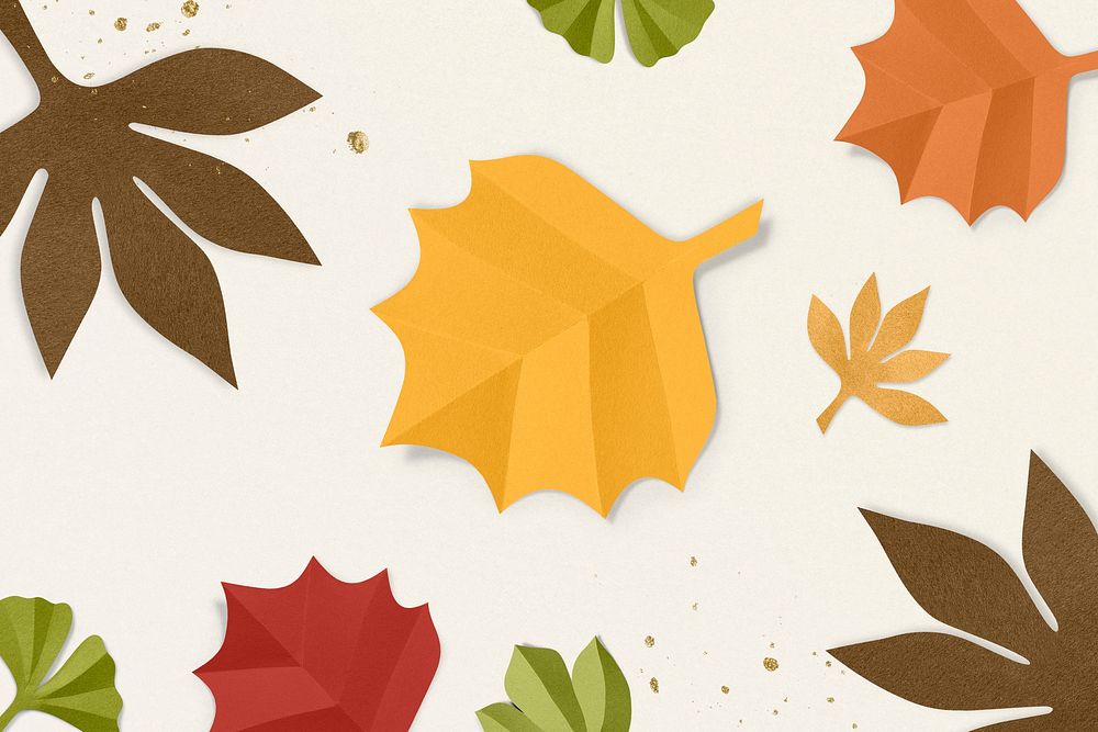 Autumn leaf pattern background paper craft style