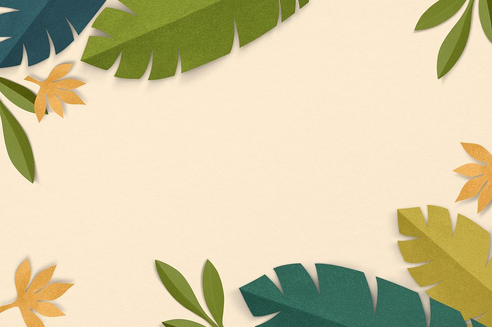 Spring leaf border psd in paper craft style