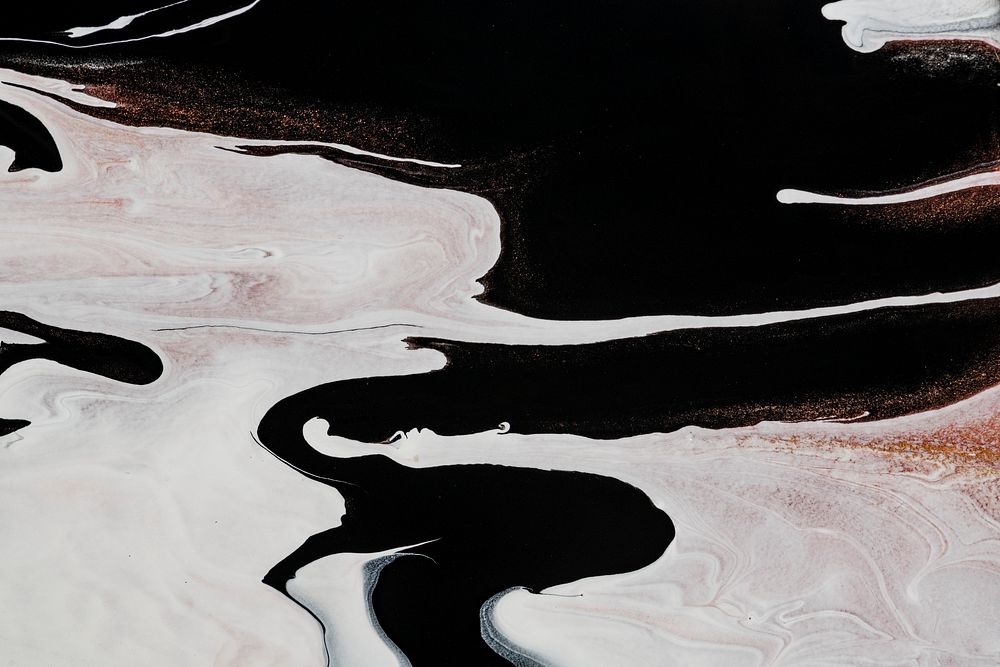 Black liquid marble background abstract flowing texture experimental art