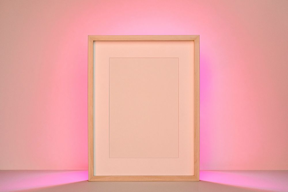 Blank picture frame with pink aesthetic led light