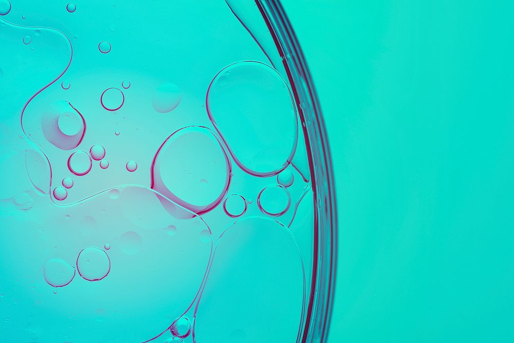 Blue abstract background oil bubble in water wallpaper