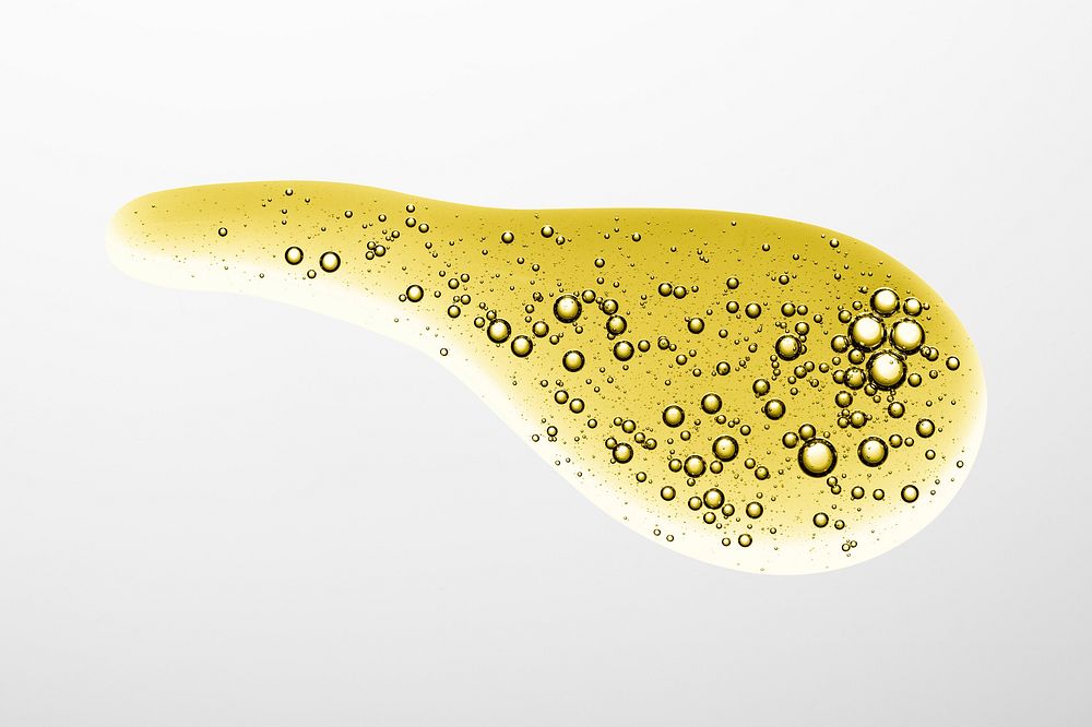 Gold oil liquid bubble macro psd cosmetic product