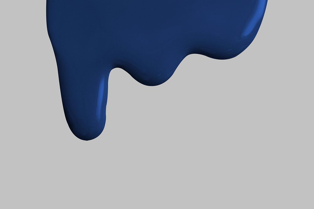 Blue paint drip psd background in gray background