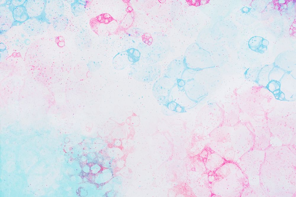 Pastel blue and red bubble art on light background feminine style
