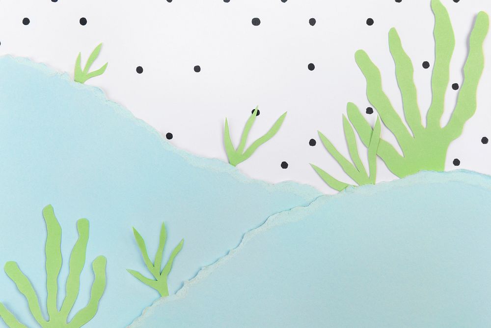 Under the sea background with DIY paper collage