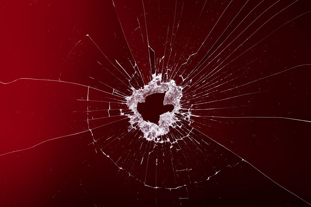 Red background with broken glass effect