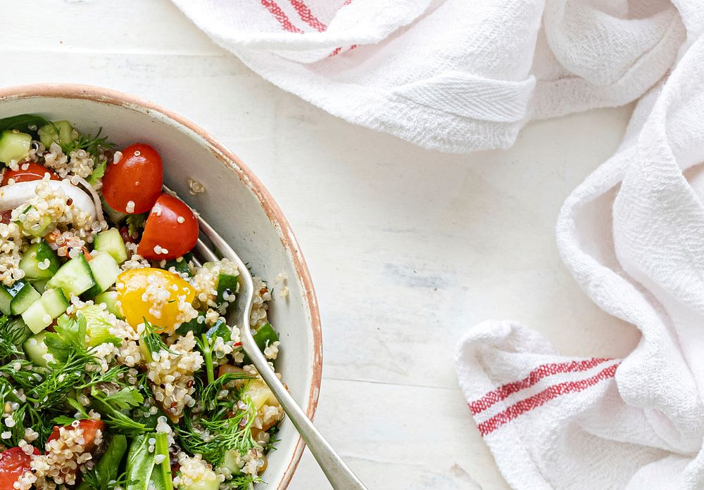 Veggie quinoa bowl cooking recipe