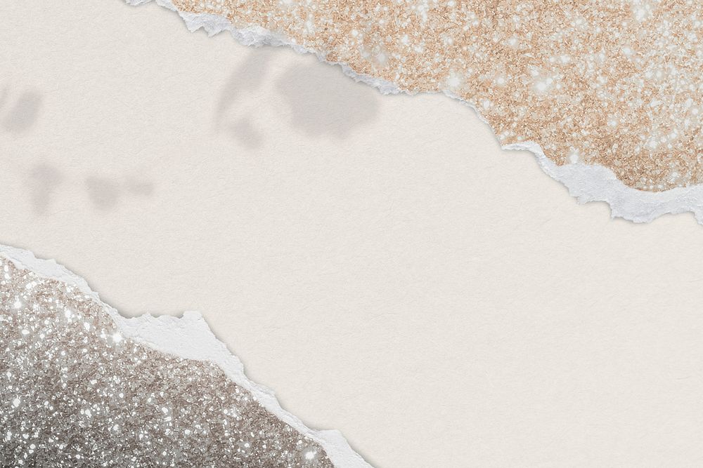 Ripped paper beige background glittery handmade craft